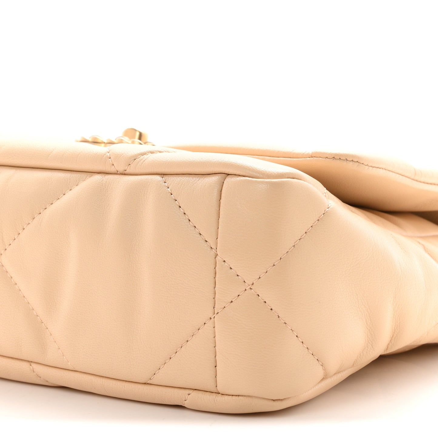 Shiny Goatskin Quilted Medium Chanel 19 Flap Beige