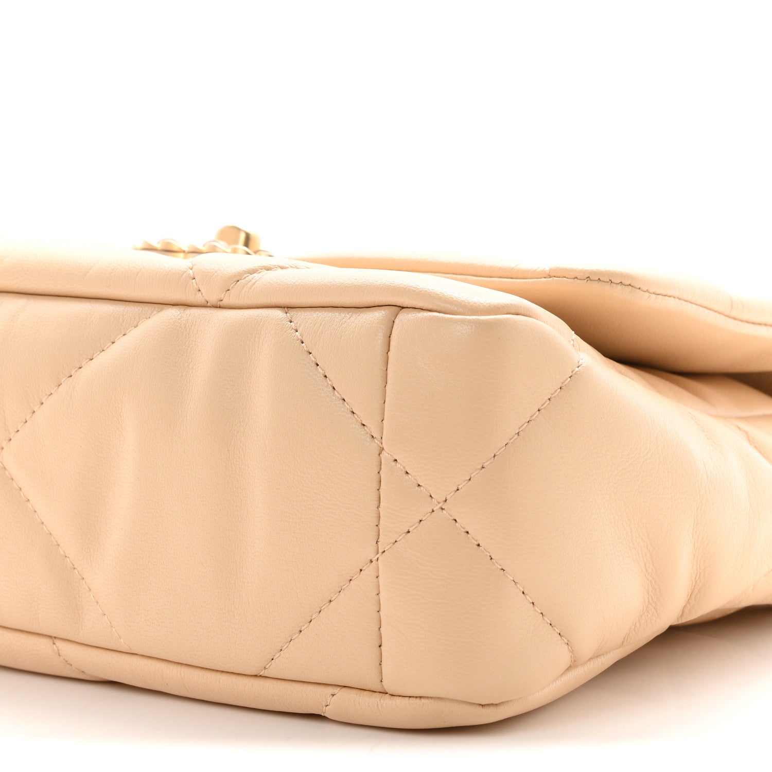 Chanel Shiny Goatskin Quilted Medium Chanel 19 Flap Beige 9 of 9