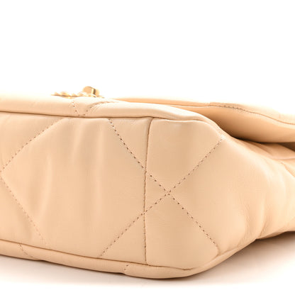 Chanel Shiny Goatskin Quilted Medium Chanel 19 Flap Beige 9 of 9