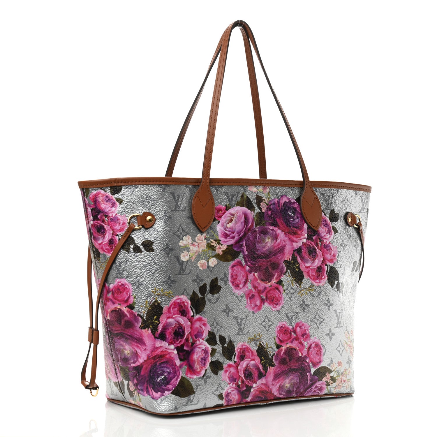 Louis Vuitton Metallic Monogram LV Garden Neverfull MM Silver 4 of 11