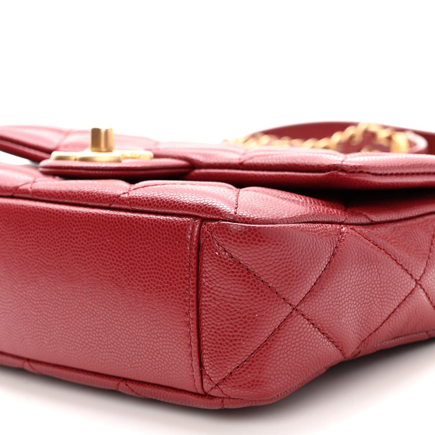Caviar Quilted Small Twist Your Buttons Flap Burgundy