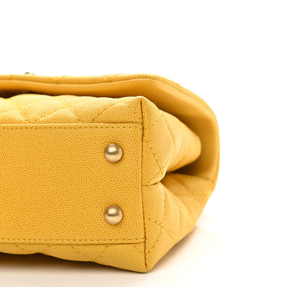 Chanel Caviar Quilted Mini Coco Handle Flap Yellow 18 of 22