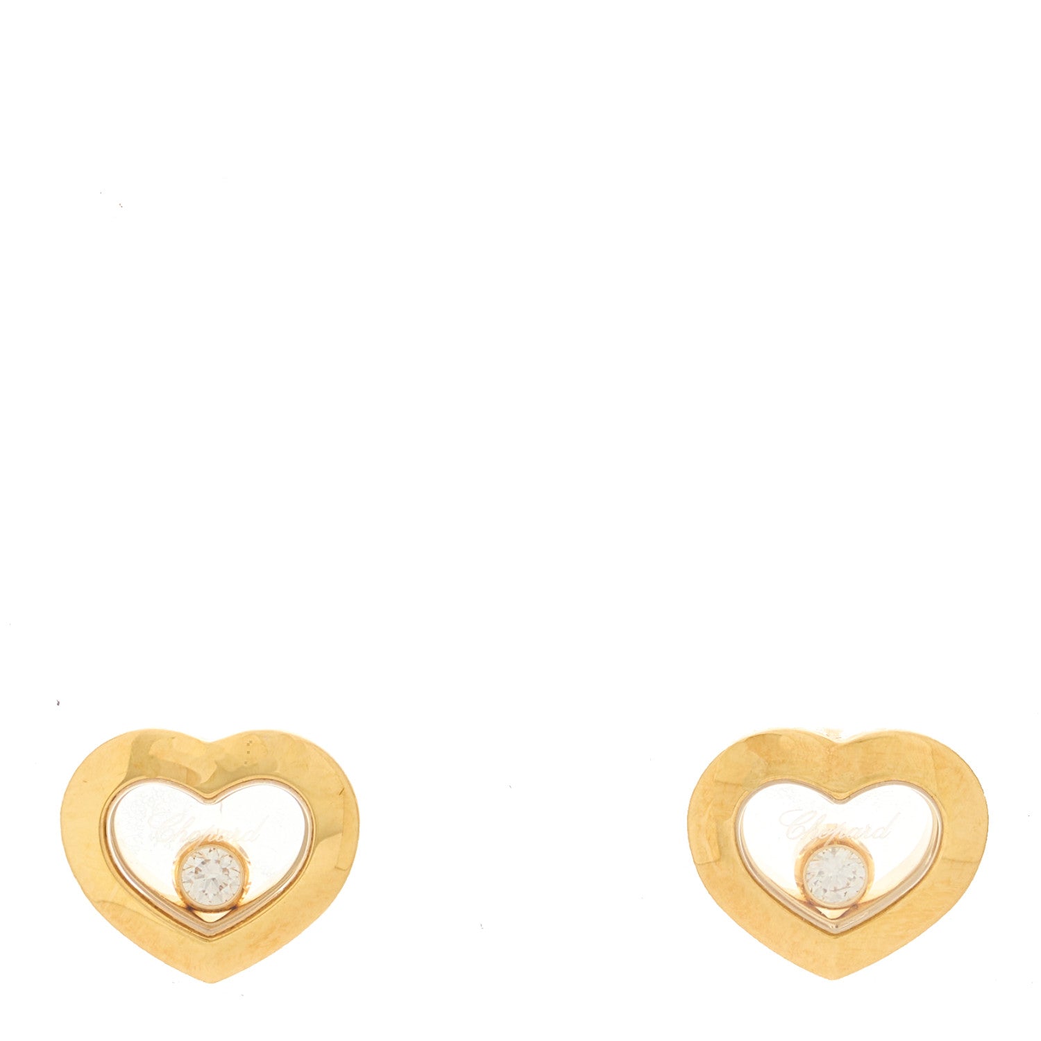 Chopard 18K Yellow Gold Diamond Happy Diamonds Icons Heart Earrings 1 of 5