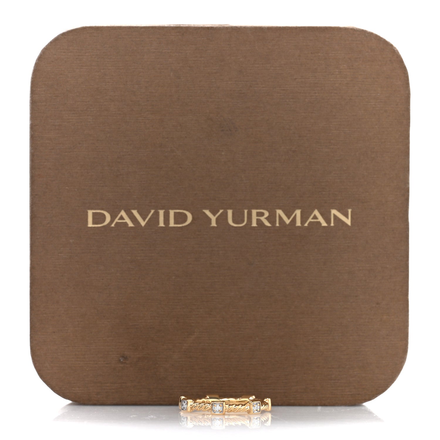 David Yurman 18K Yellow Gold Diamond Cable Collectibles Stack Ring 49 4.75 5 of 5