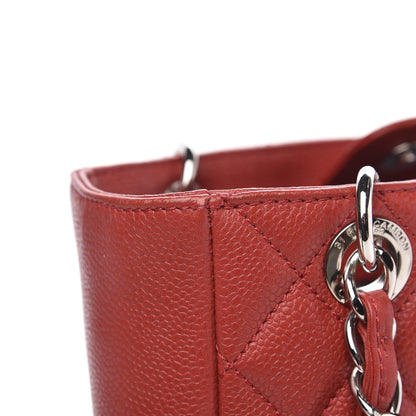 Chanel Caviar Quilted Petit Shopping Tote PST Red 11 of 14