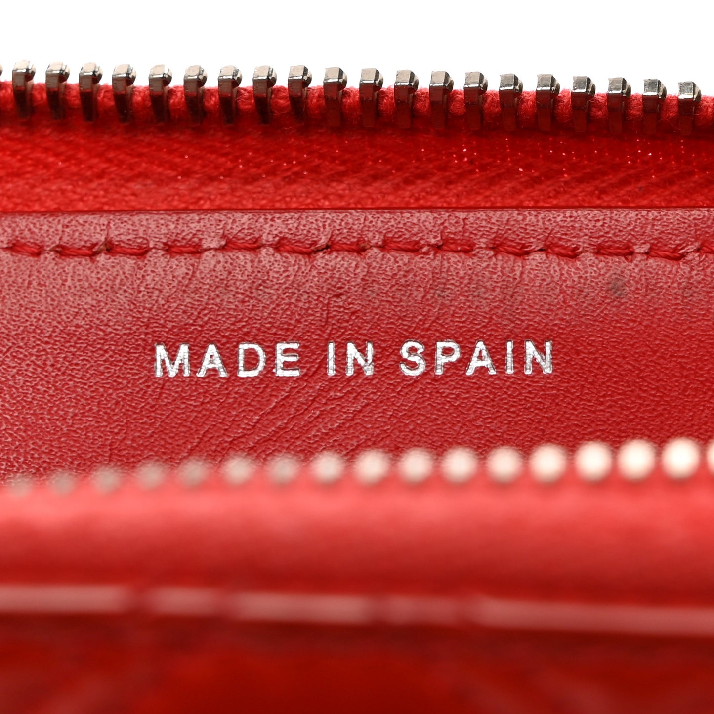 Patent Quilted Double Stitched Zip Around Wallet Red