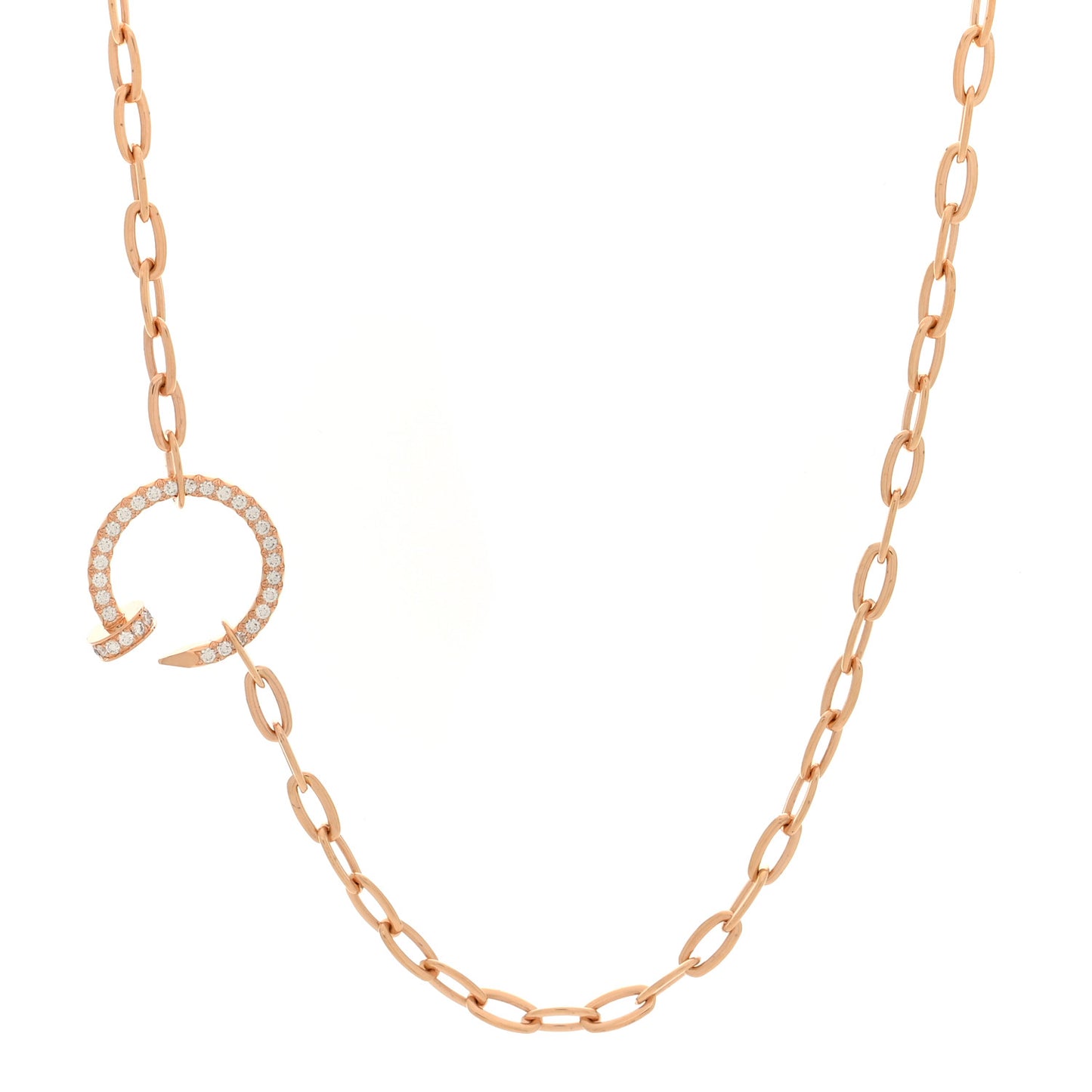 18K Pink Gold Diamond Juste Un Clou Chain Necklace
