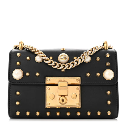 Gucci Calfskin Studded Small Padlock Shoulder Bag Black 1 of 11