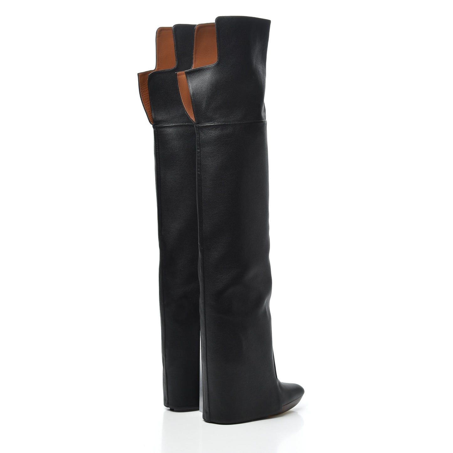 Calfskin Newton Over The Knee Boots 35.5 Black Marron