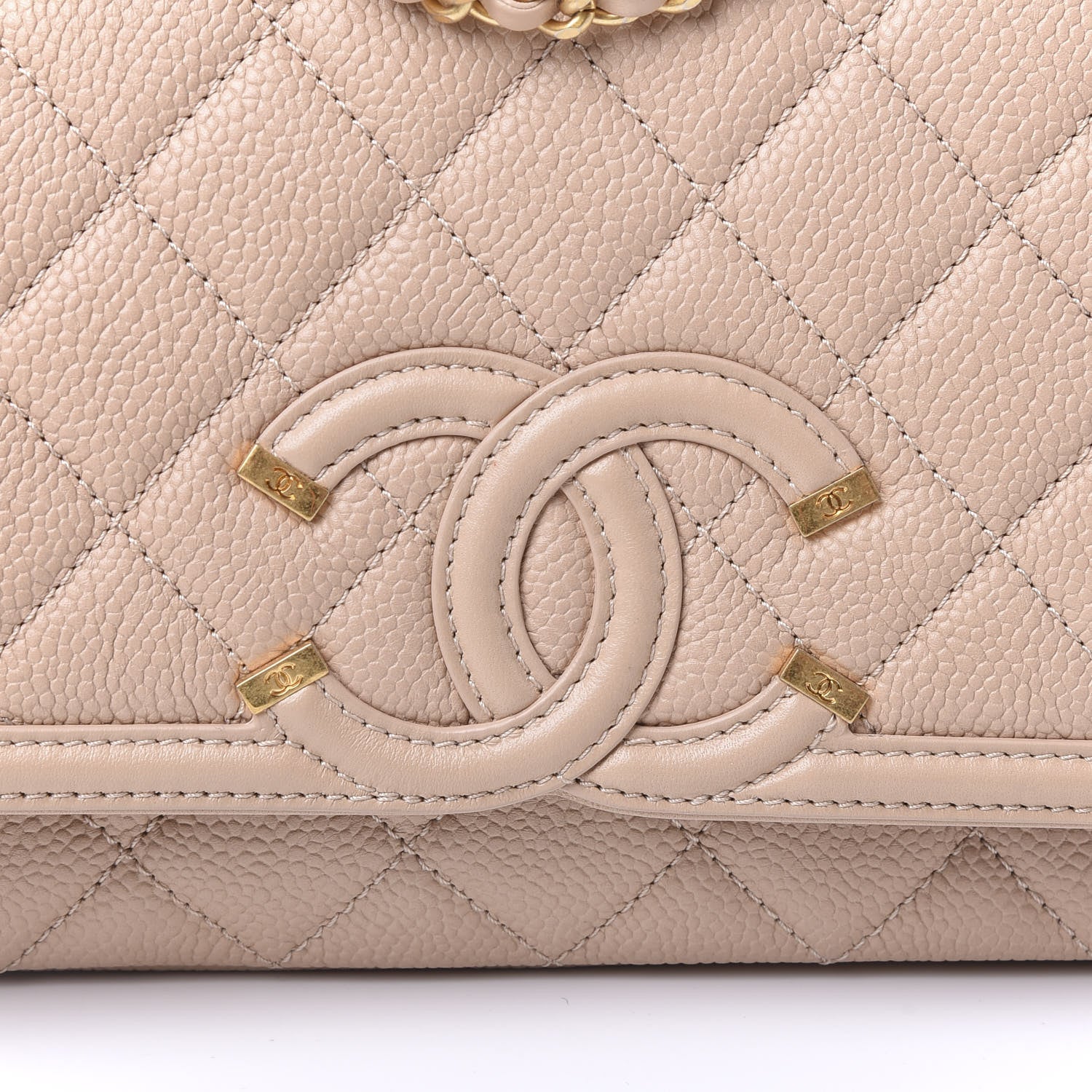 Chanel Caviar Quilted Small CC Filigree Flap Beige 9 of 10