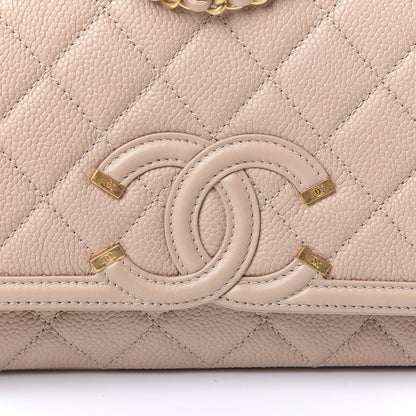 Chanel Caviar Quilted Small CC Filigree Flap Beige 9 of 10