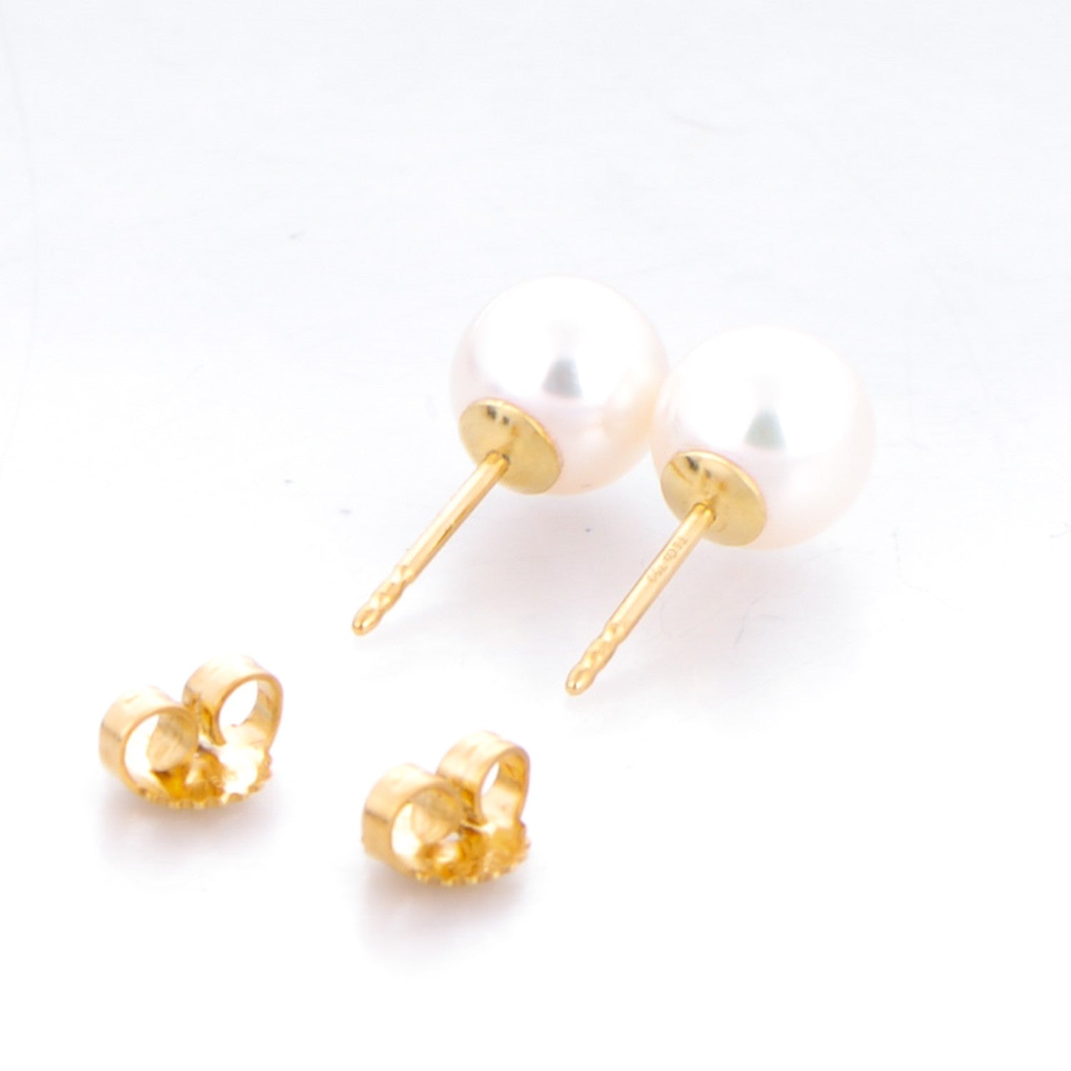 Tiffany 18K Yellow Gold 8mm Pearl Stud Earrings 3 of 5