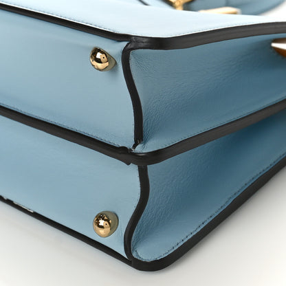 Fendi Vitello Seta Shiny Nappa Small Peekaboo I SEE U Satchel Azzurro Baby Camelia 9 of 9
