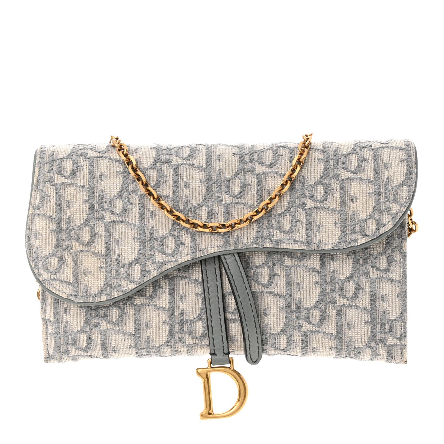Oblique Saddle Chain Long Wallet Grey