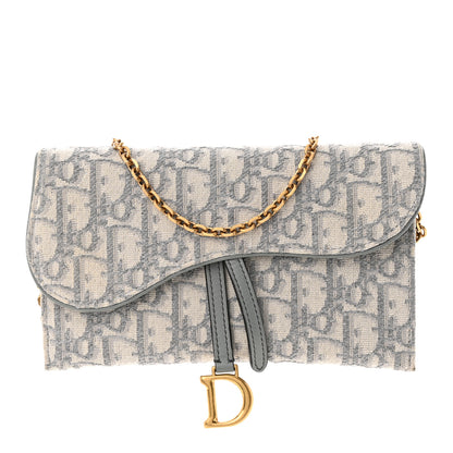 Christian Dior Oblique Saddle Chain Long Wallet Grey 1 of 11