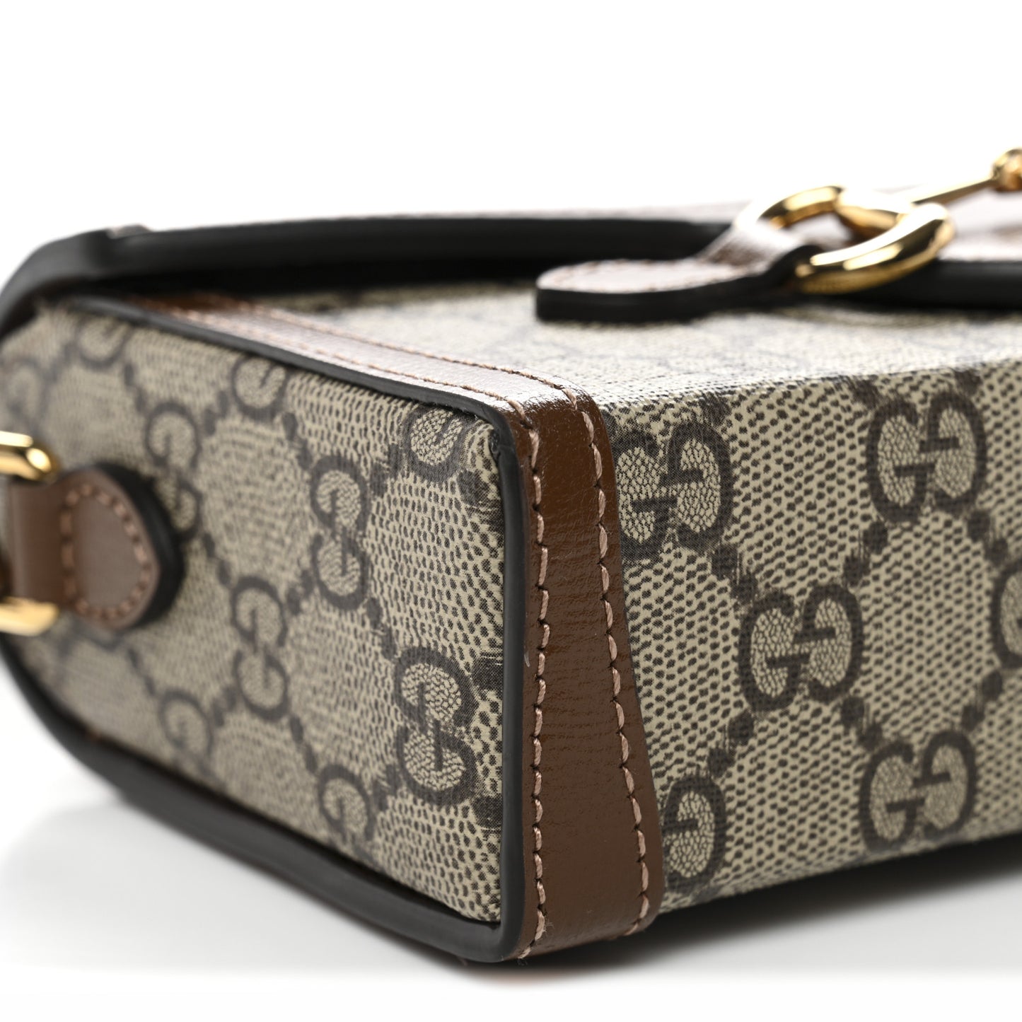GG Supreme Monogram Mini Horsebit 1955 Shoulder Bag Beige Brown Sugar