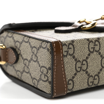 Gucci GG Supreme Monogram Mini Horsebit 1955 Shoulder Bag Beige Brown Sugar 9 of 15
