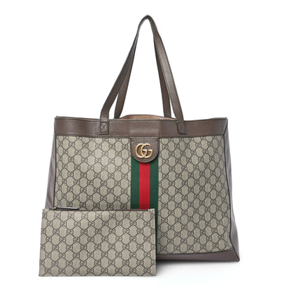 Gucci GG Supreme Monogram Web Ophidia Tote Brown 3 of 13