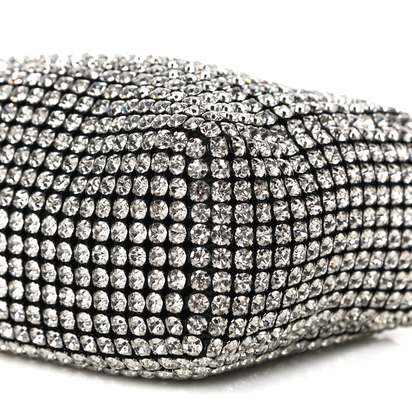 Mesh Crystal Rhinestone Mini Heiress Pouch Black Silver