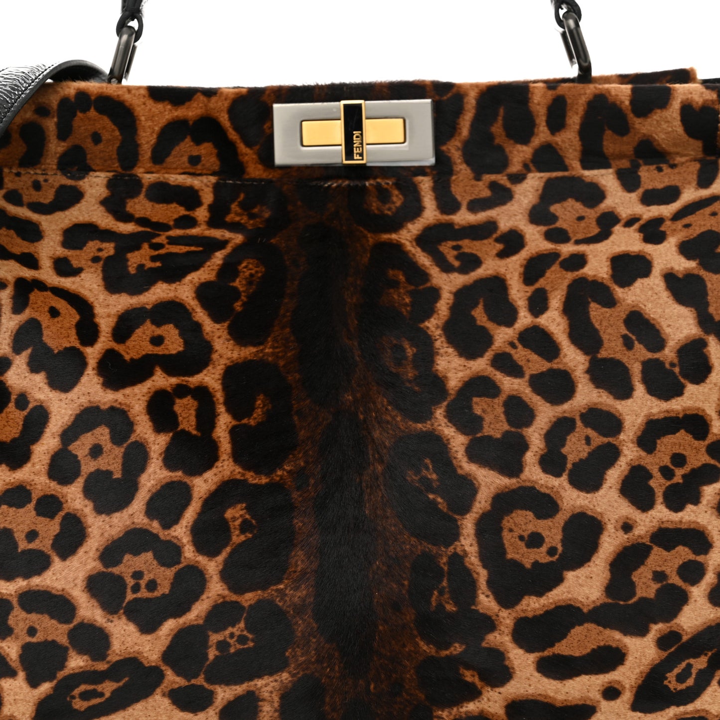 Calf Hair Leopard Print Zucca Large Peekaboo Iconic Satchel Tobacco