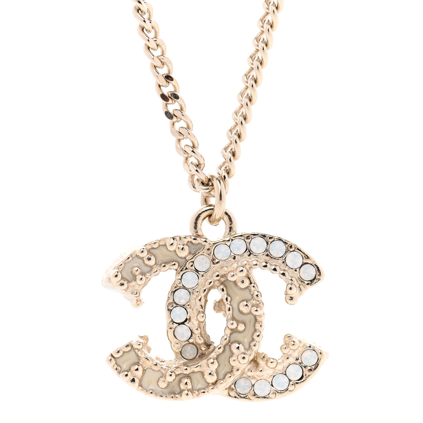 Crystal CC Pendant Necklace Gold