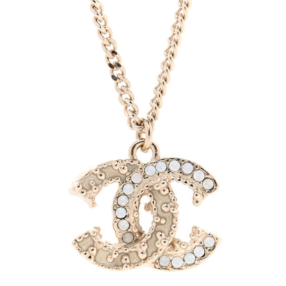 Chanel Crystal CC Pendant Necklace Gold 6 of 10