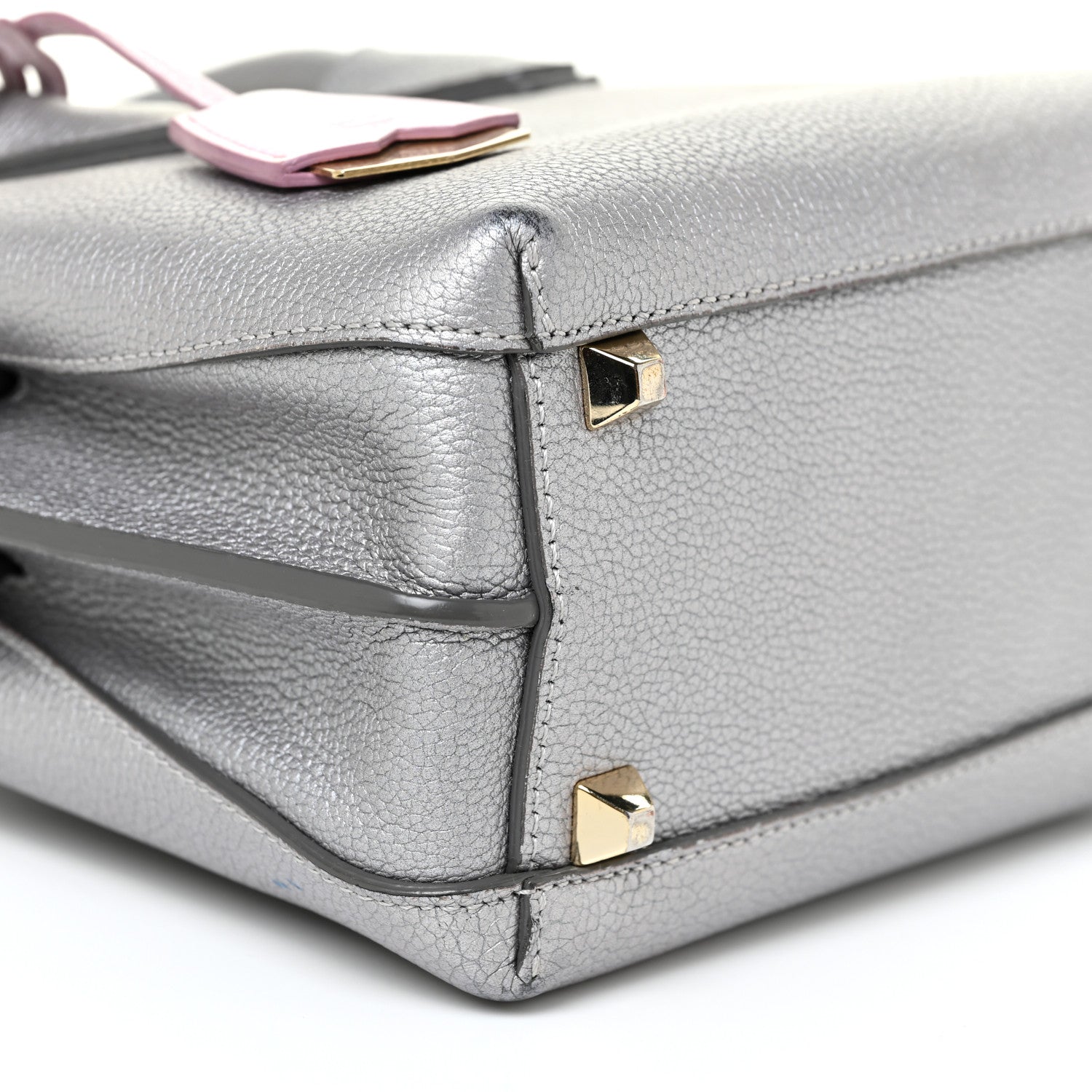 MCM Metallic Grained Calfskin Mini Milla Tote Spike Silver 10 of 21