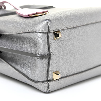 MCM Metallic Grained Calfskin Mini Milla Tote Spike Silver 10 of 21