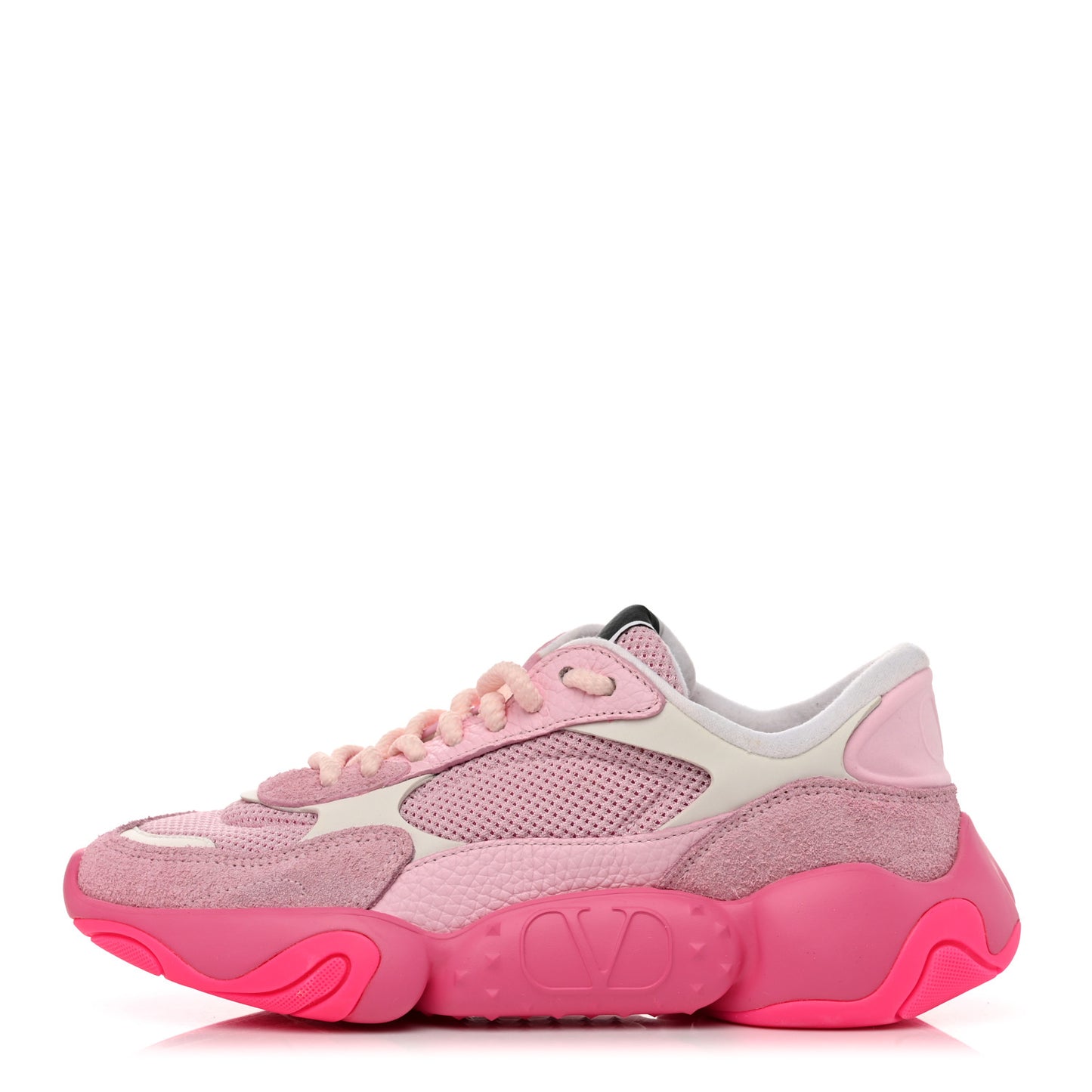 Suede Calfskin Mesh Womens Bubbleback Sneakers 40 White Pink Ice