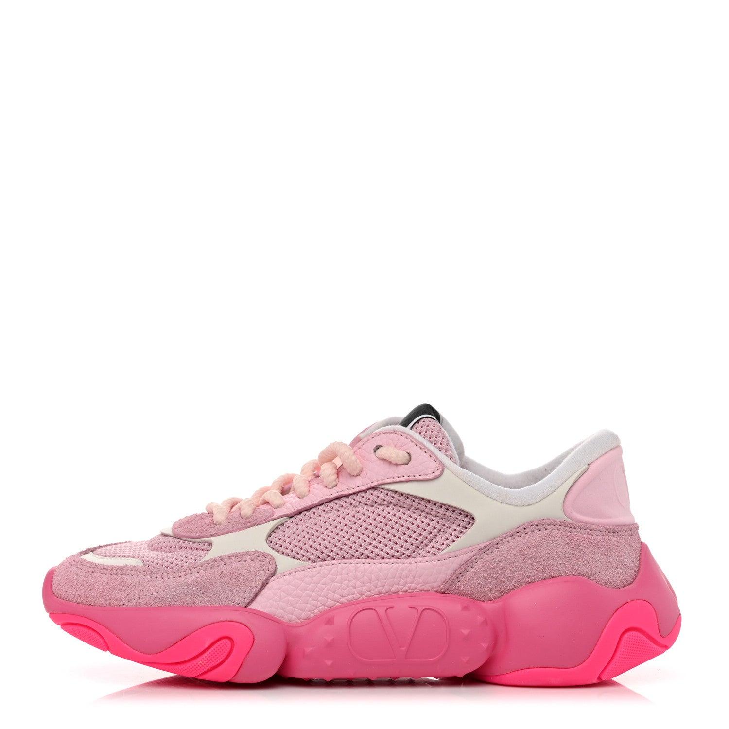 Valentino Garavani Suede Calfskin Mesh Womens Bubbleback Sneakers 40 White Pink Ice 1 of 10