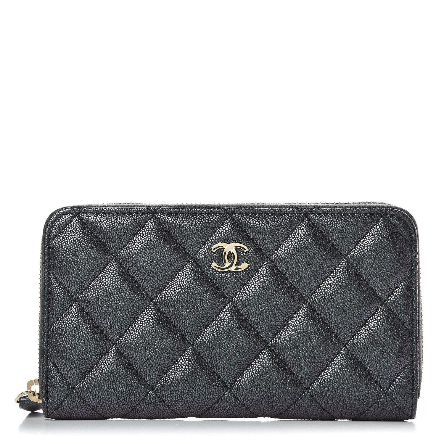 Chanel Iridescent Caviar Quilted Medium Zip Around Wallet Black 1 of 8