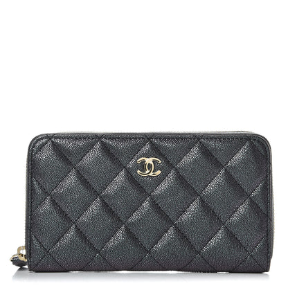 Chanel Iridescent Caviar Quilted Medium Zip Around Wallet Black 1 of 8