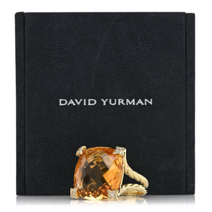 David Yurman 18K Yellow Gold Diamond Citrine 20mm Cushion On Point Ring 60 9 6 of 6