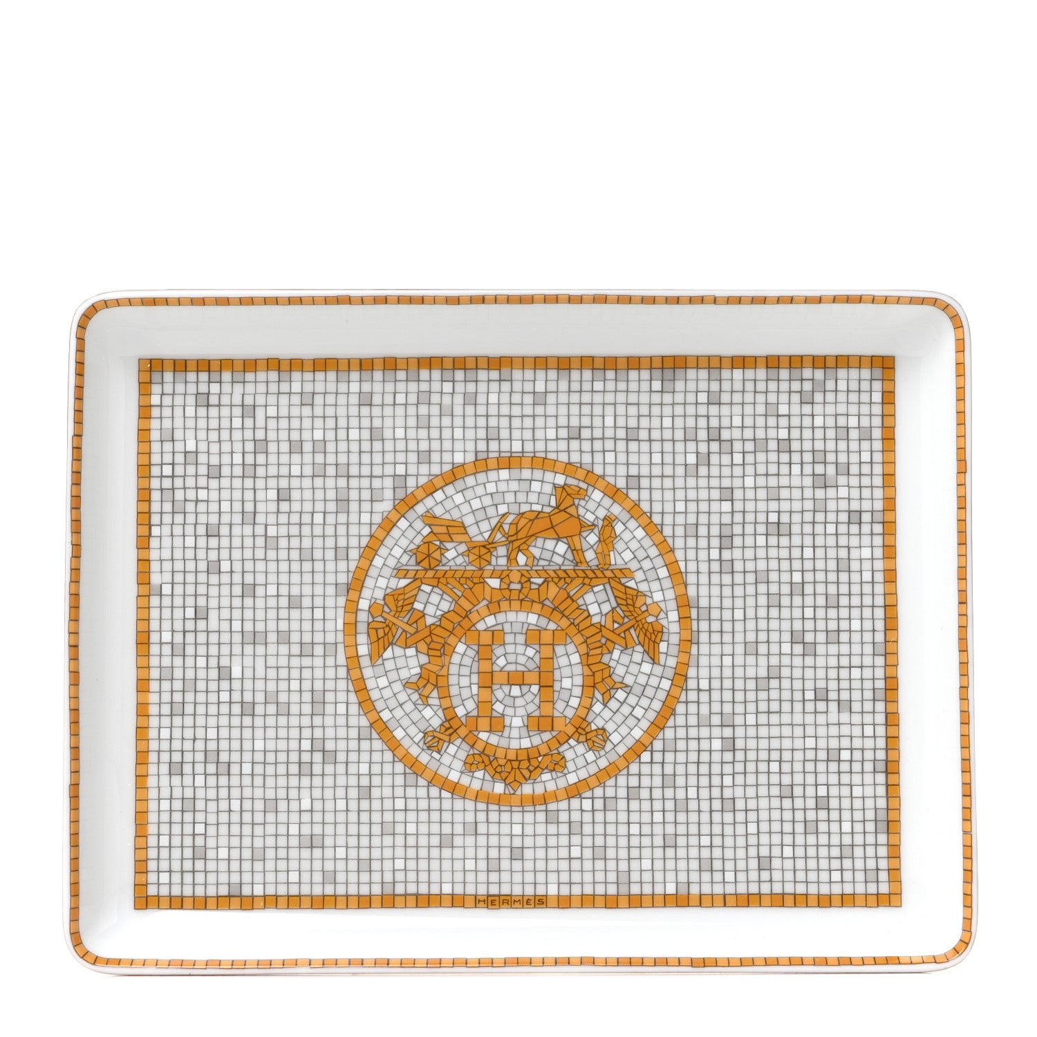Hermes Porcelain Mosaique au 24 Gold Sushi Plate 1 of 4