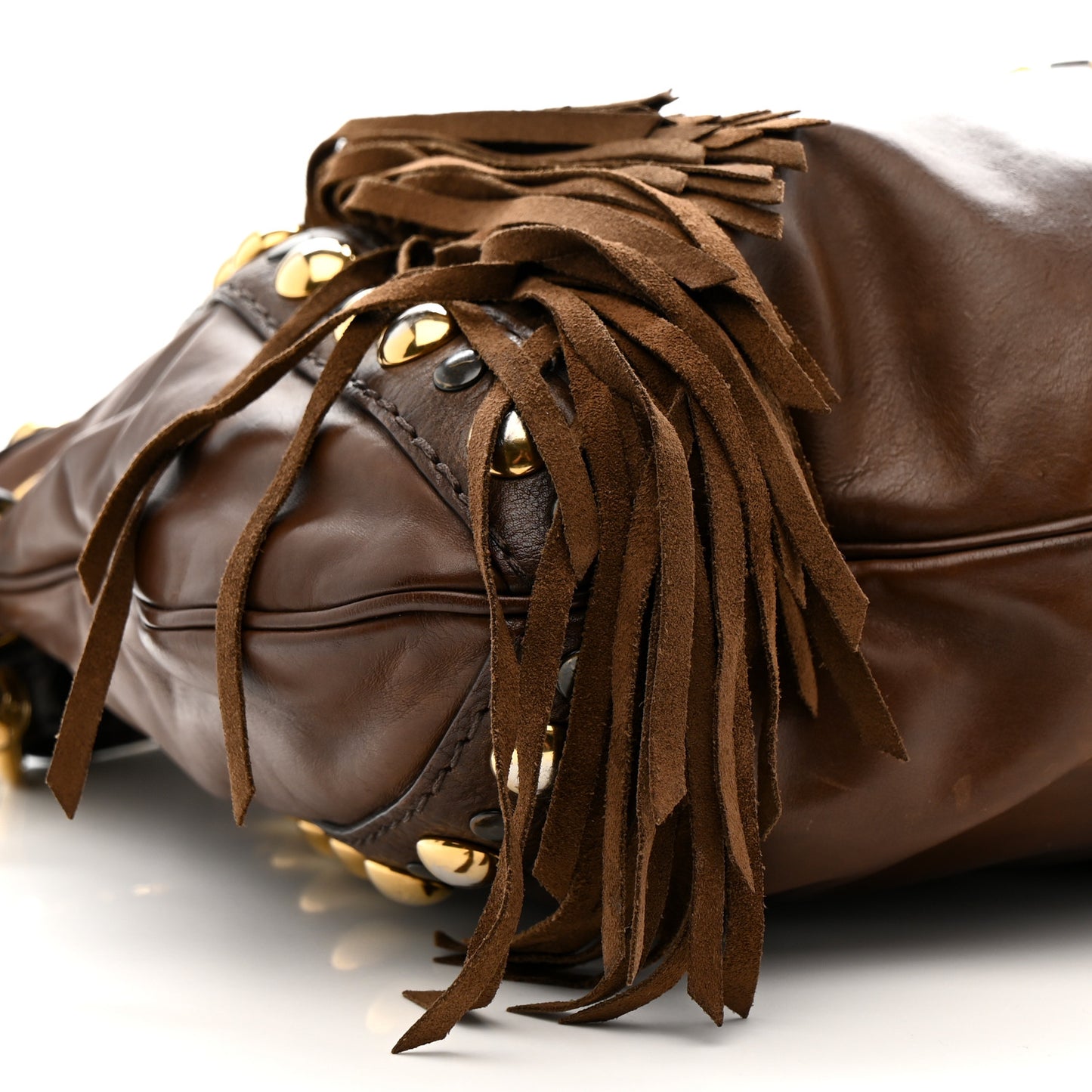 Calfskin Fringe Medium Babouska Tote Brown