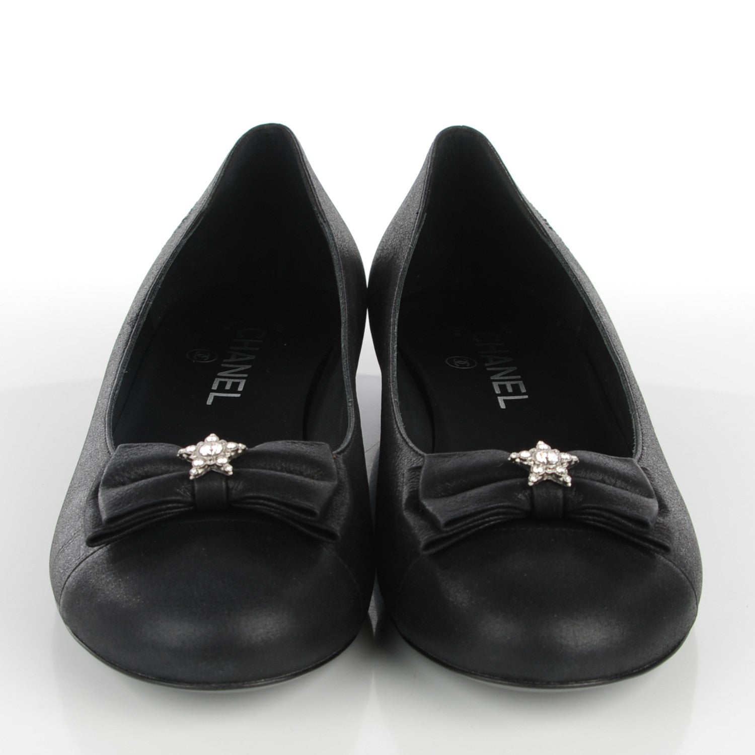 Chanel Buffalo Glitter Bow Ballerina Flats 39.5 Black 2 of 7