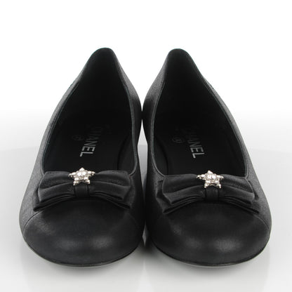 Chanel Buffalo Glitter Bow Ballerina Flats 39.5 Black 2 of 7
