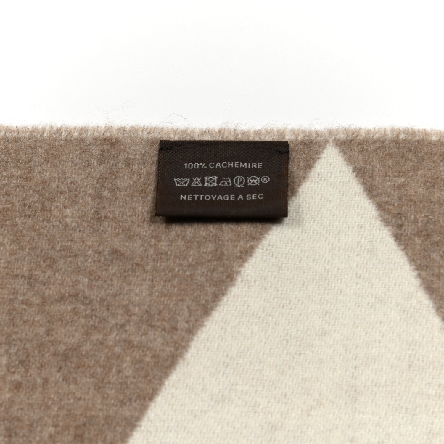 Hermes Cashmere Casaque Zig Zag Muffler Etoupe Ivory 4 of 4