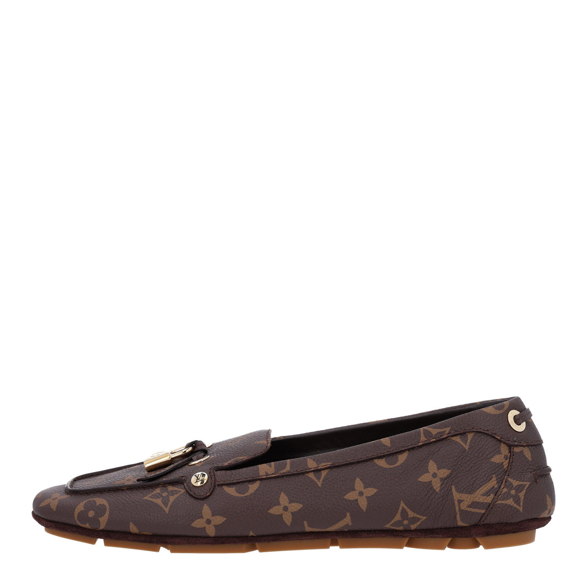 Louis Vuitton Monogram Grained Calfskin Flore Car Loafers 40 Cacao Brown 1 of 10