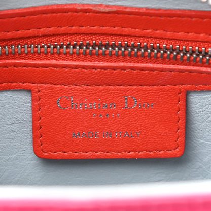 Christian Dior Lambskin Cannage Medium Tri-Color Lady Dior Fuchsia Orange 6 of 10