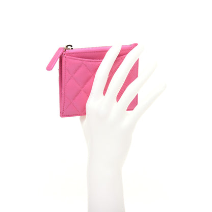 Chanel Caviar Quilted CC Zip Card Holder Pink 2 of 11