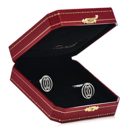 Cartier Sterling Silver Palladium Black Lacquer Double C Logo Cufflinks 4 of 4