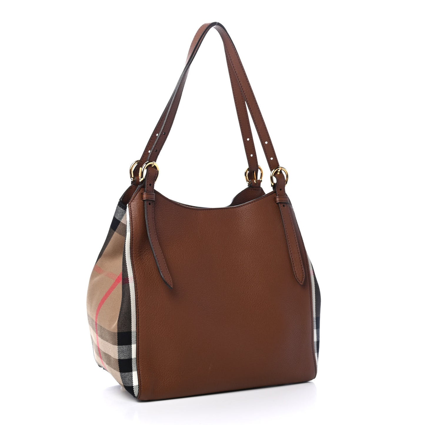 Grainy Calfskin House Check Small Canterbury Tote Tan