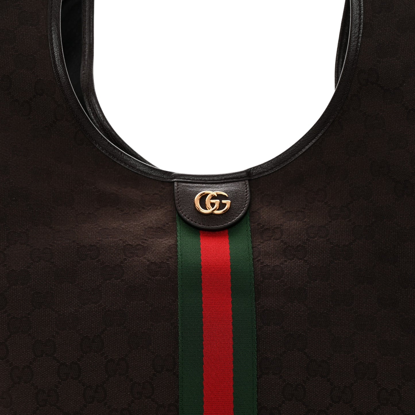 GG Monogram Web Large Giglio Tote Dark Brown