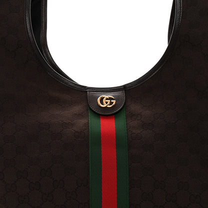 Gucci GG Monogram Web Large Giglio Tote Dark Brown 9 of 11