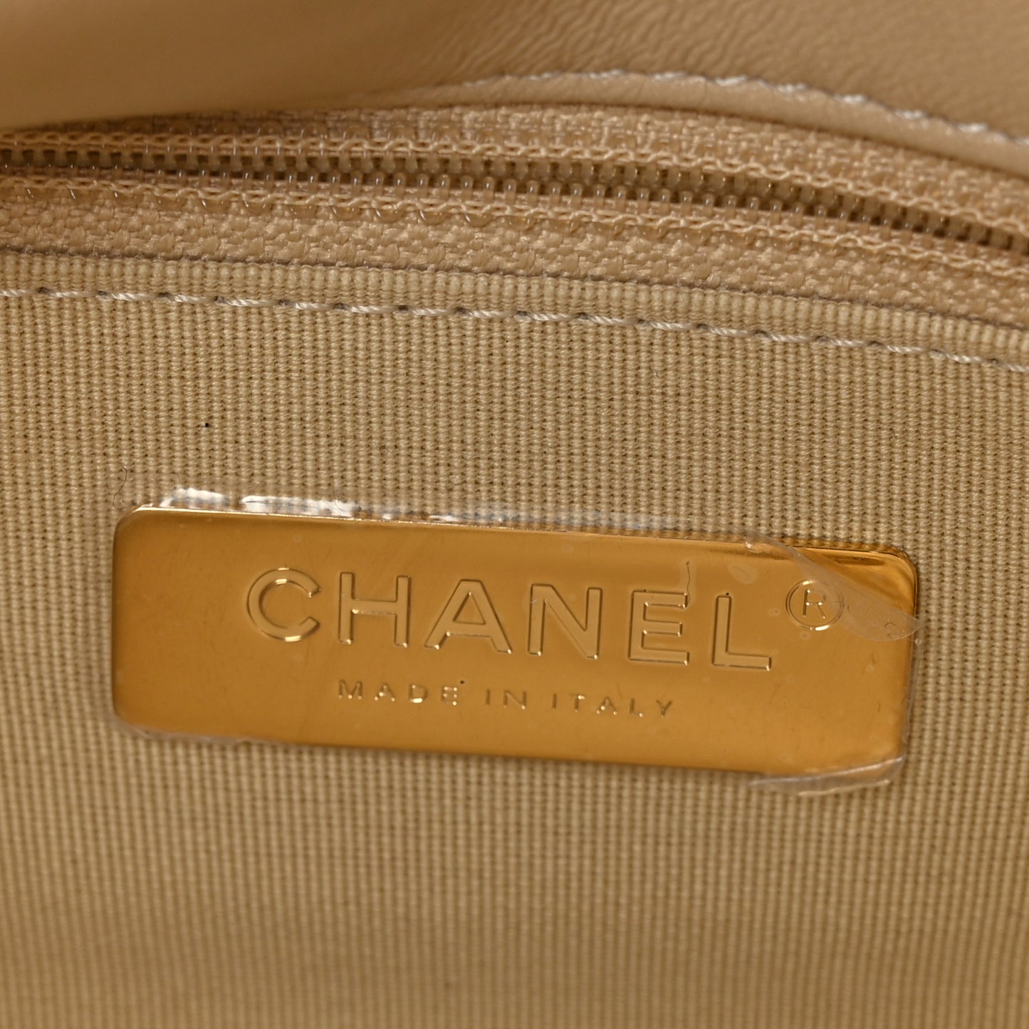 Lambskin Quilted Large Chanel 19 Flap Beige