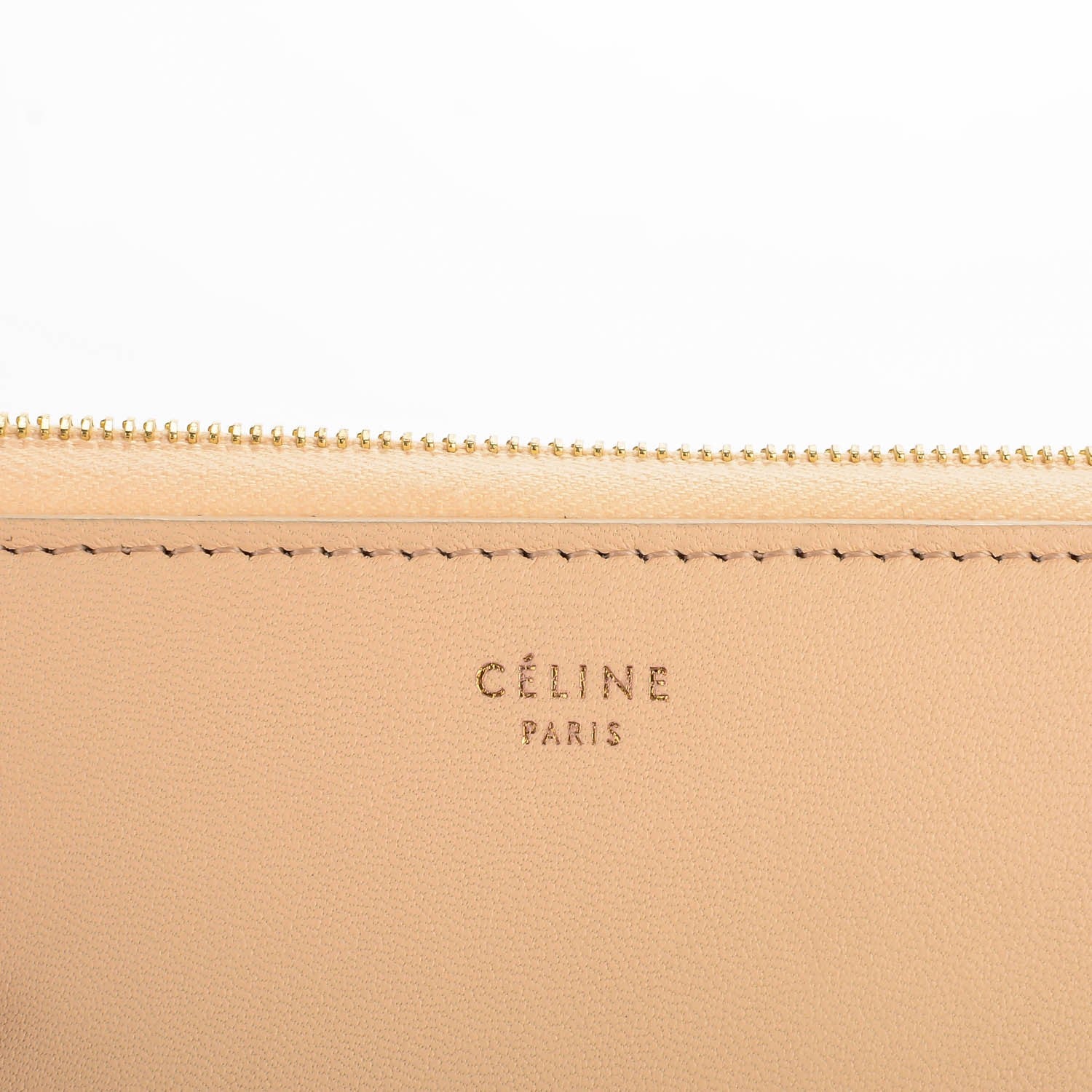 Celine Lambskin Large Zip Around Multifunction Wallet Beige Black 7 of 8