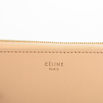Celine Lambskin Large Zip Around Multifunction Wallet Beige Black 7 of 8