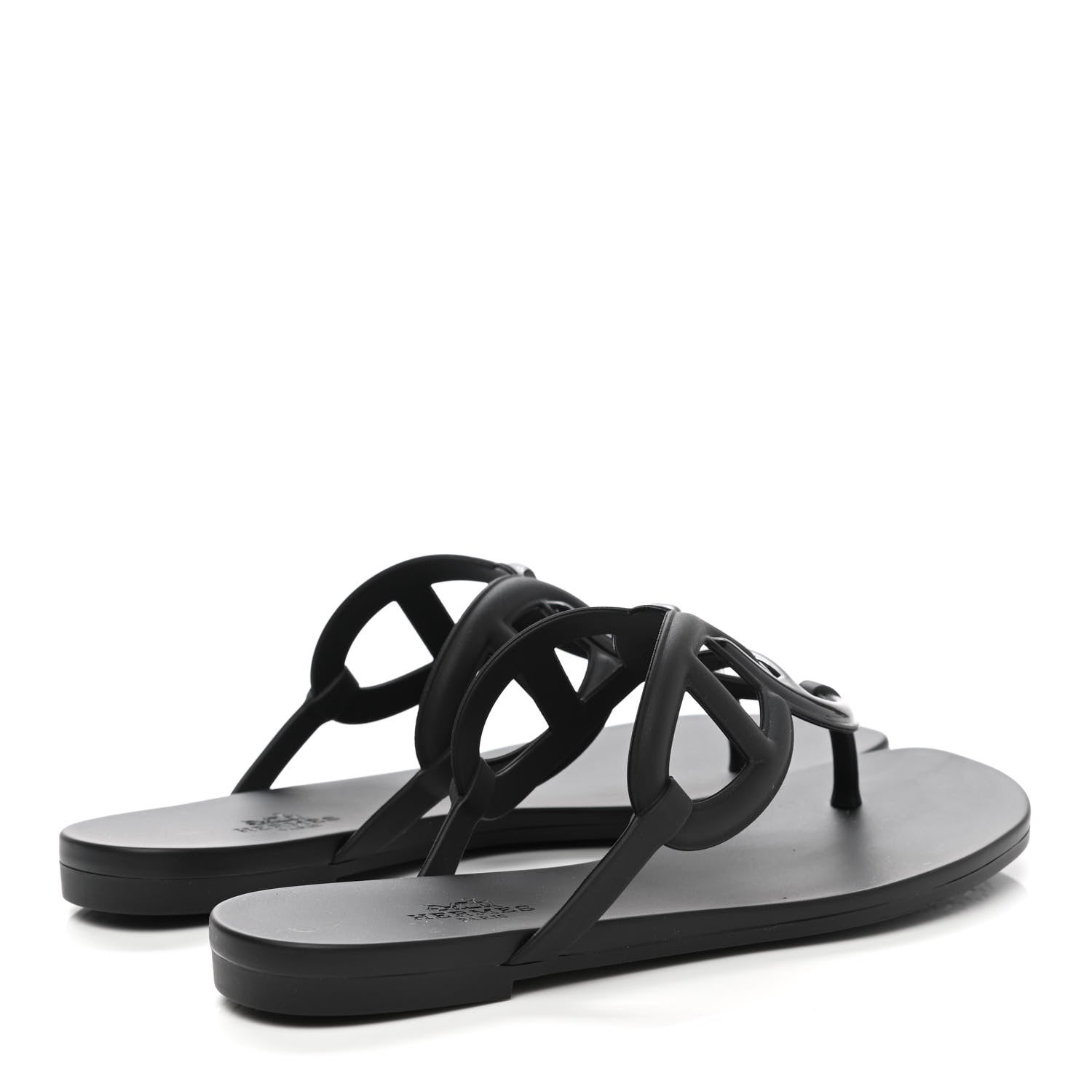 Hermes Rubber Womens Egerie Sandals 35 Black 4 of 9