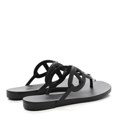 Hermes Rubber Womens Egerie Sandals 35 Black 4 of 9